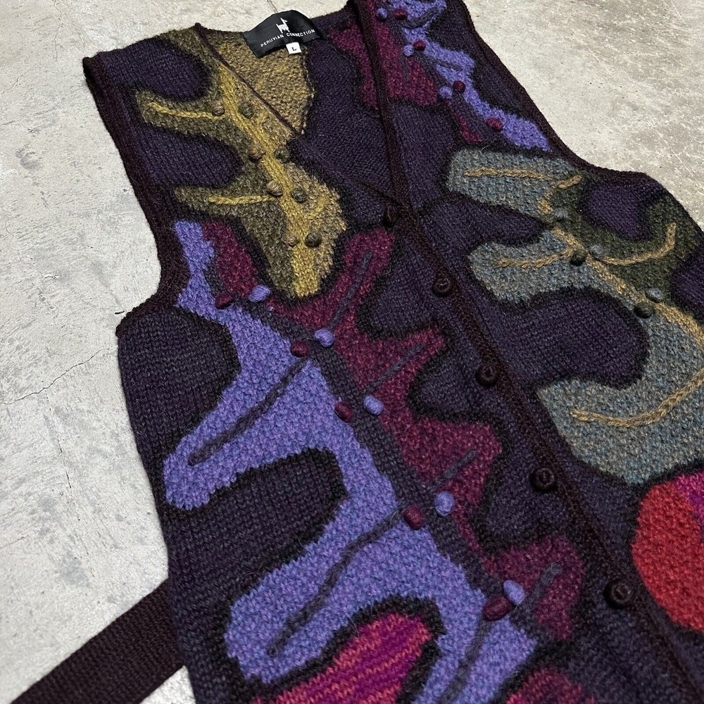 Peruvian Connection Intarsia Alpaca Peru Sweater Maxi Vest Size‎ Large $499 Rare - Picture 6 of 10